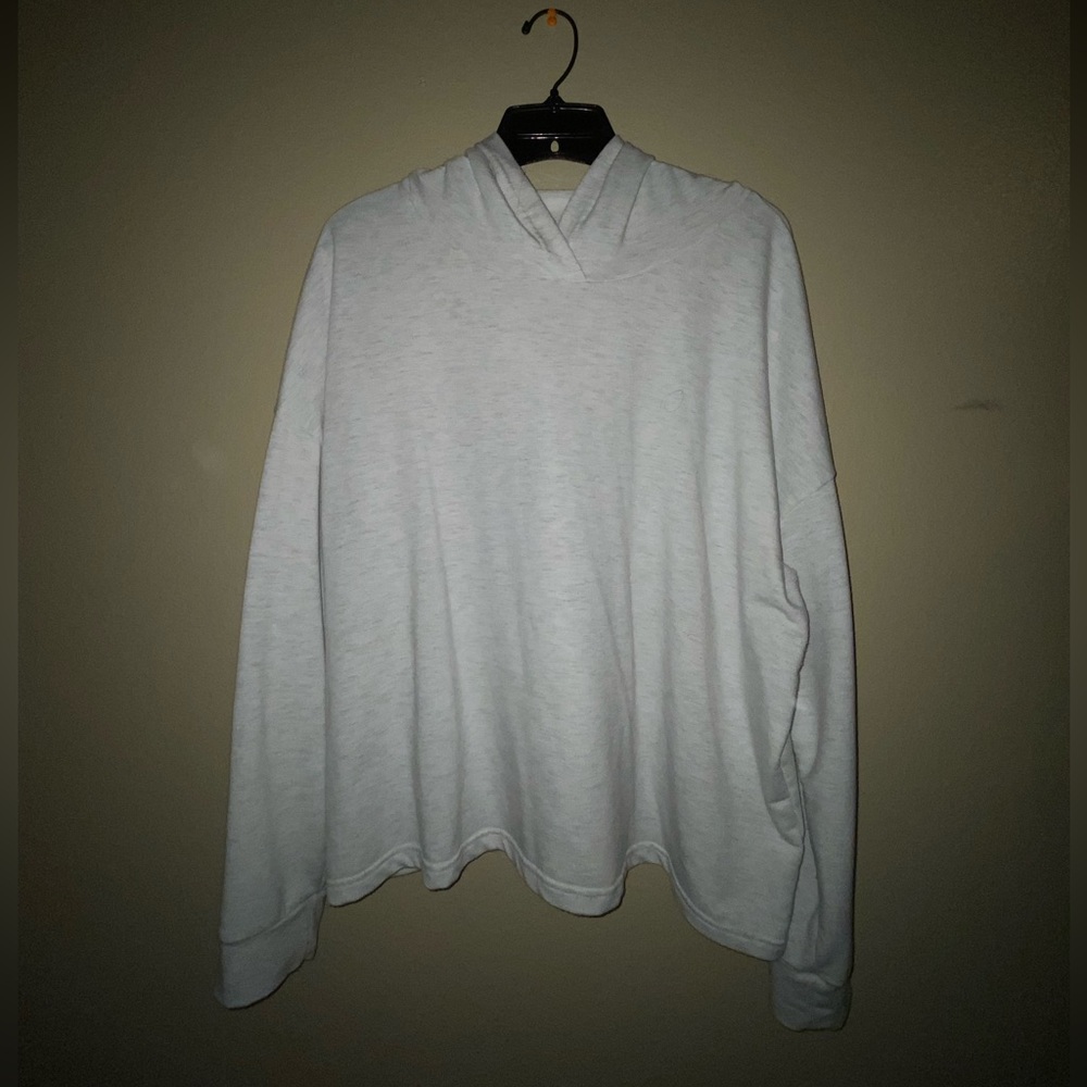White & Gray Cropped Active Hoodie